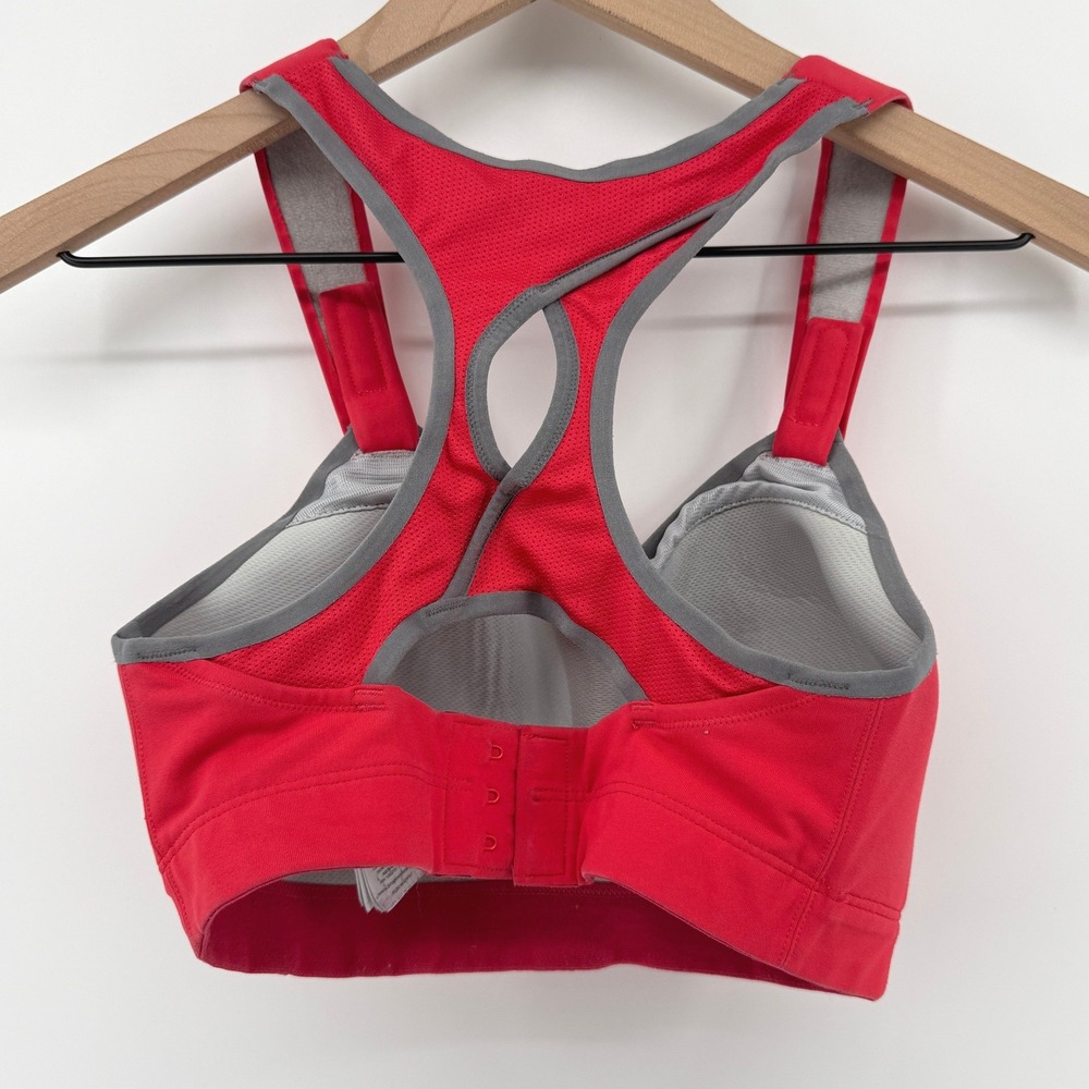 Brooks Moving Comfort Juno Racerback Sports Bra Red 32DD Hook Loop Straps 350025 - Picture 2 of 10